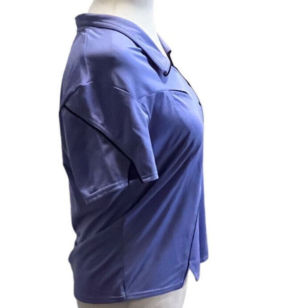 Jamie Sadock Top Womens S Purple With Black Golf Short Sleeve V Neck Polo Shirt - Picture 3 of 7